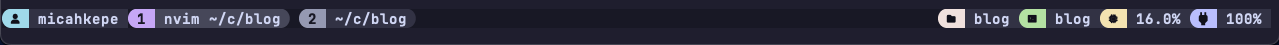 Catppuccin tmux status line.
