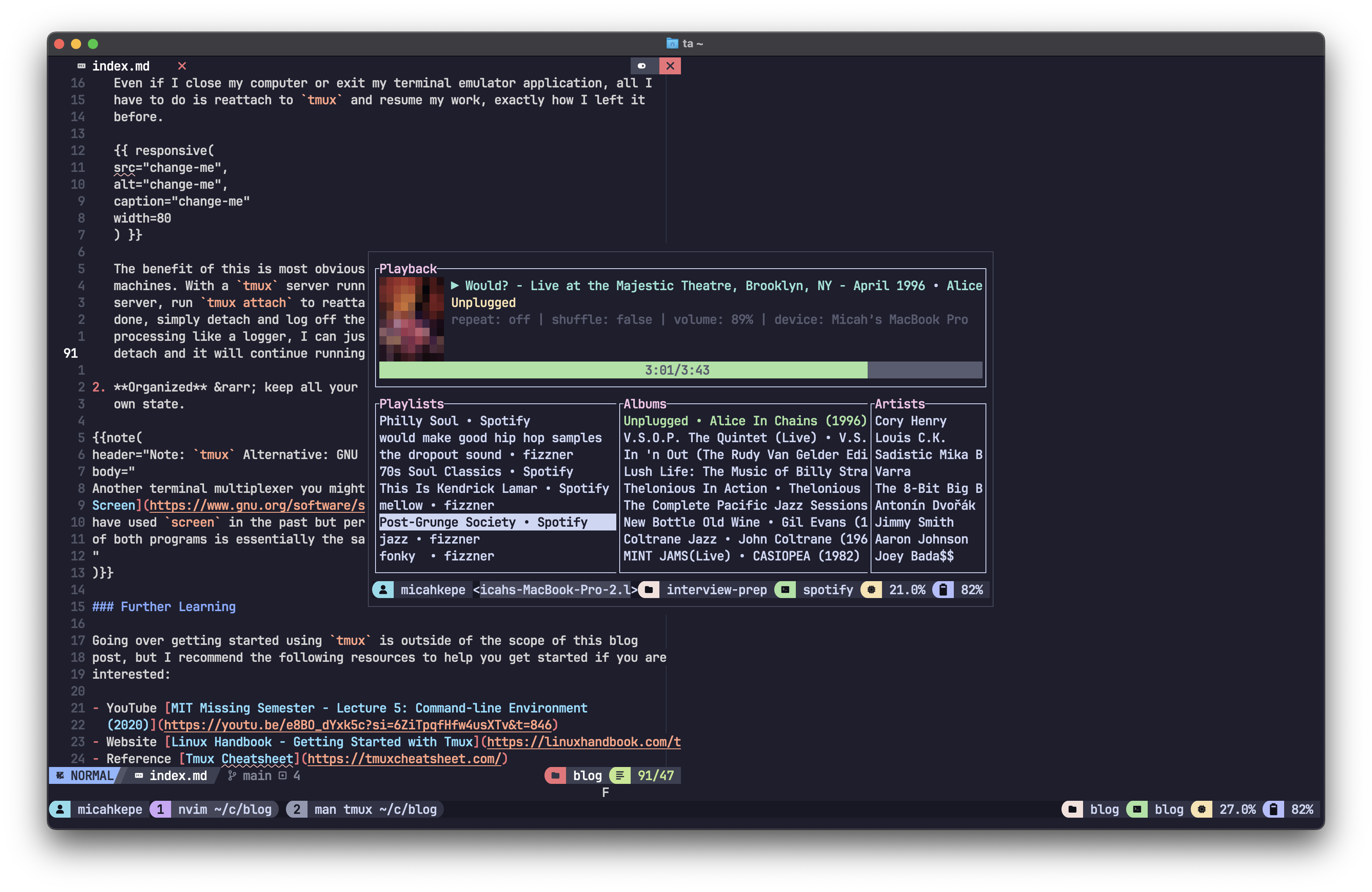 Spotify Player TUI display popup.
