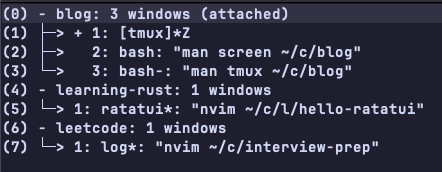 Interactive window switching in tmux